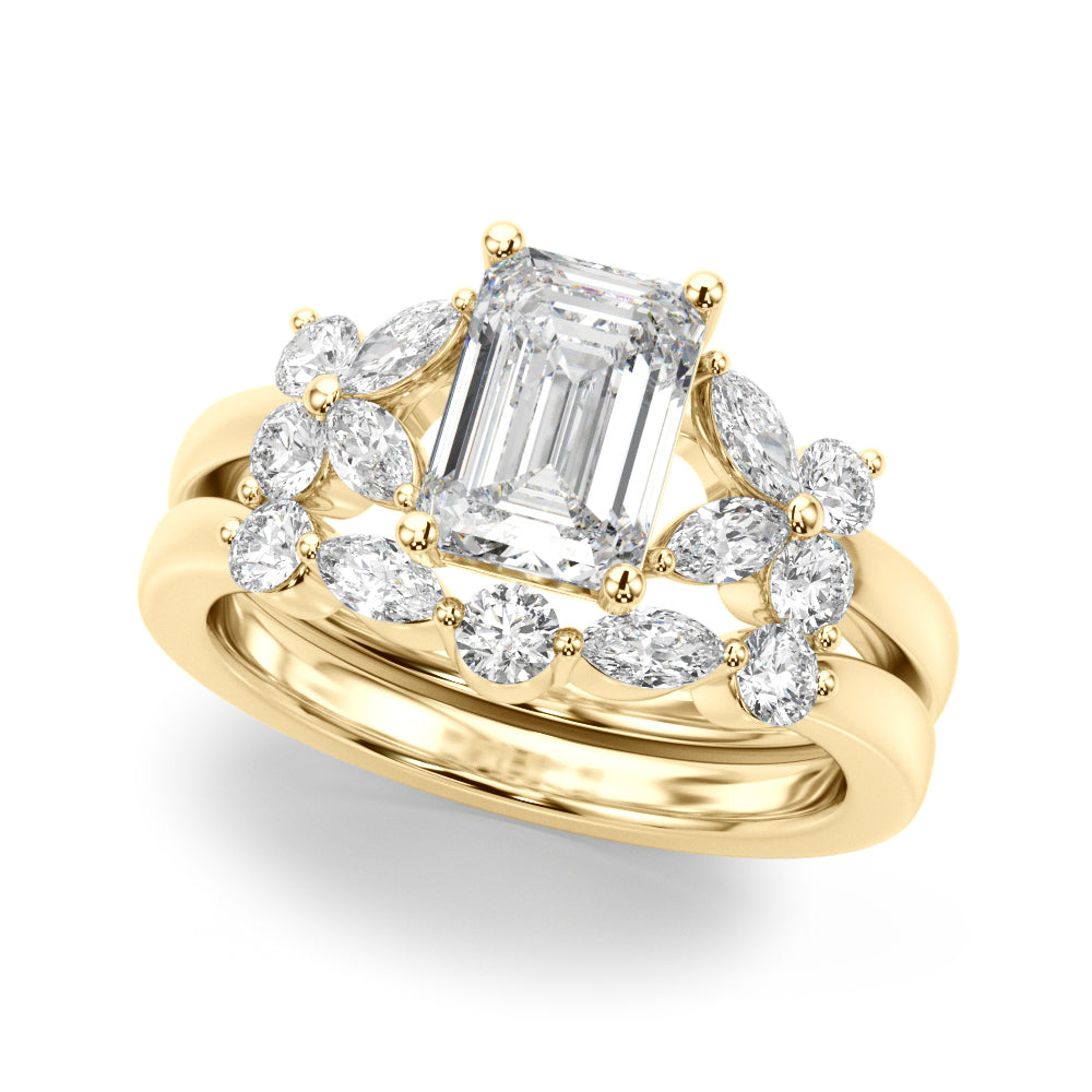 Emerald Cut Center Marquise & Diamond Engagement Ring · 0.52 ct tw