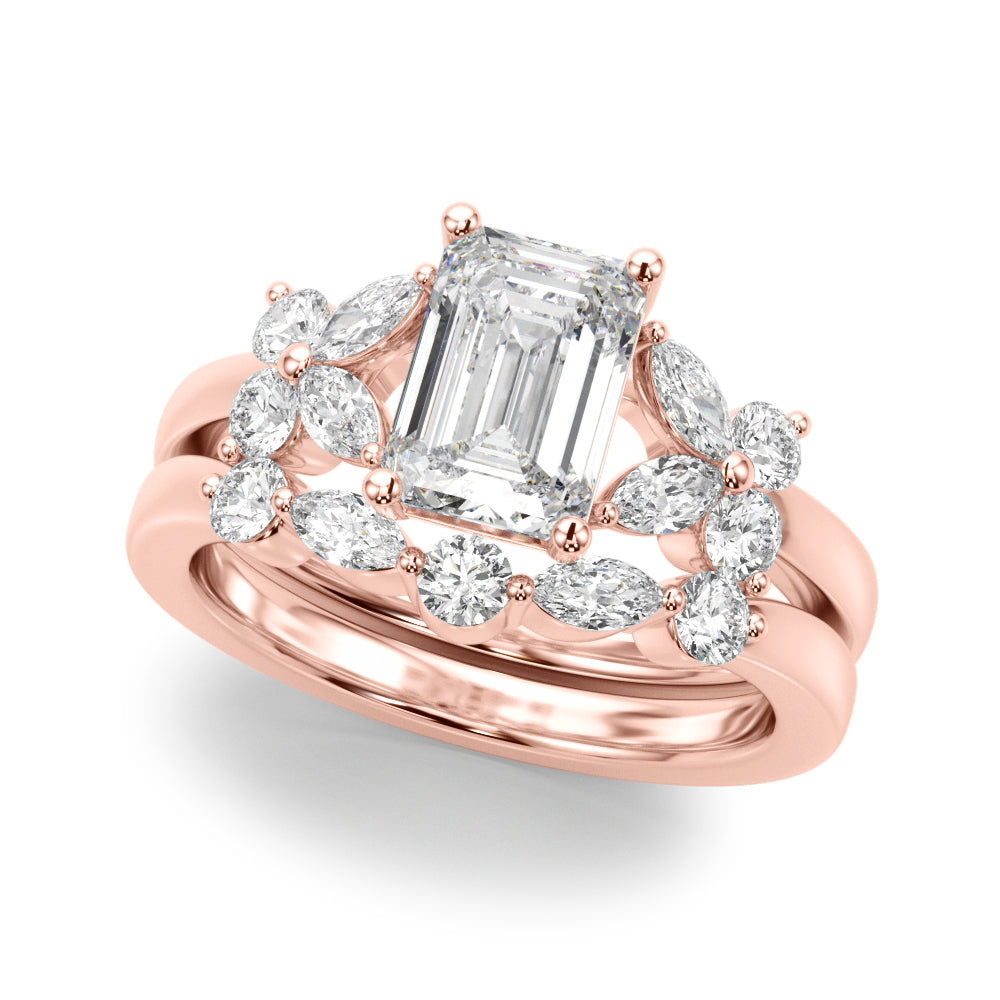 Emerald Cut Center Marquise & Diamond Engagement Ring · 0.52 ct tw