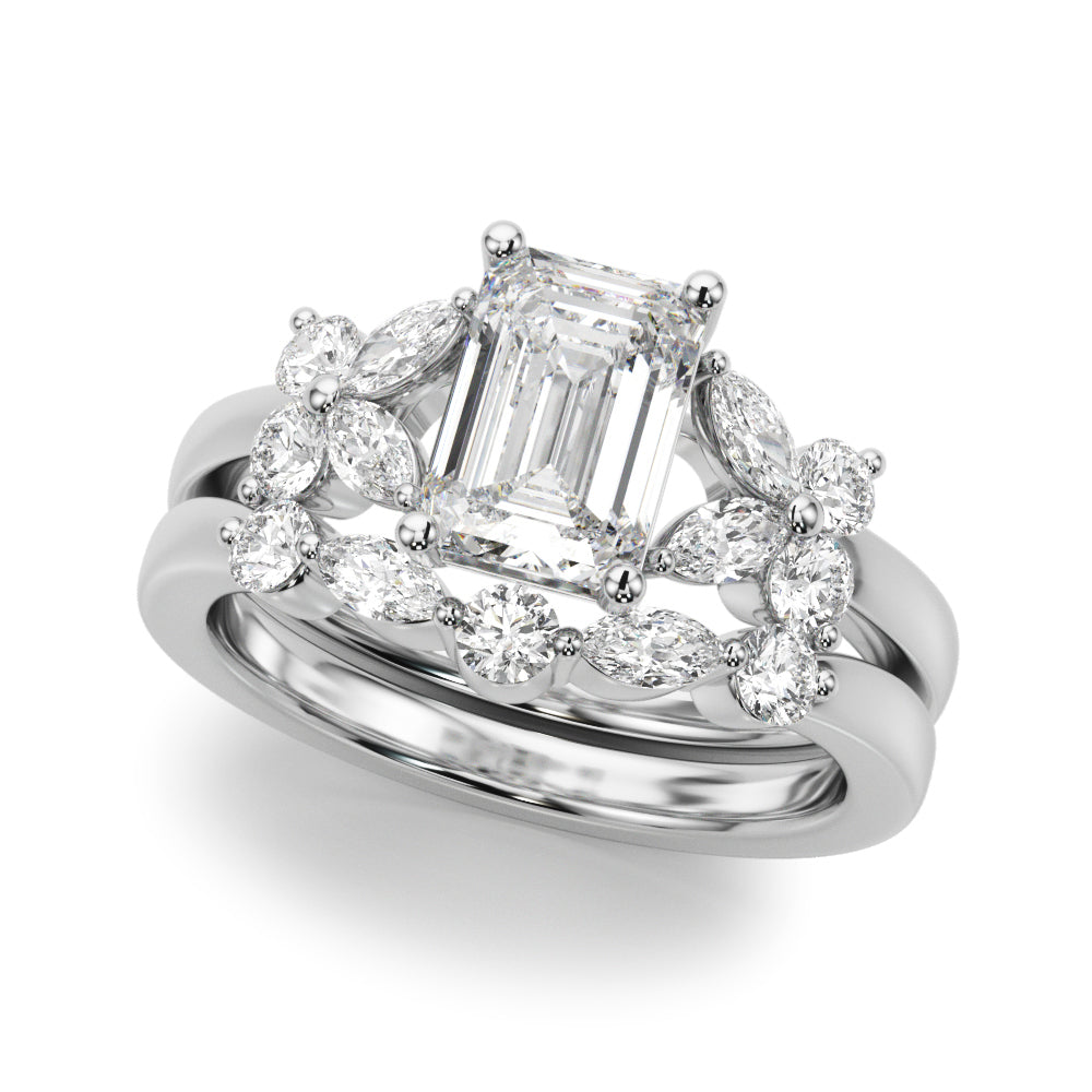 Emerald Cut Center Marquise & Diamond Engagement Ring · 0.52 ct tw