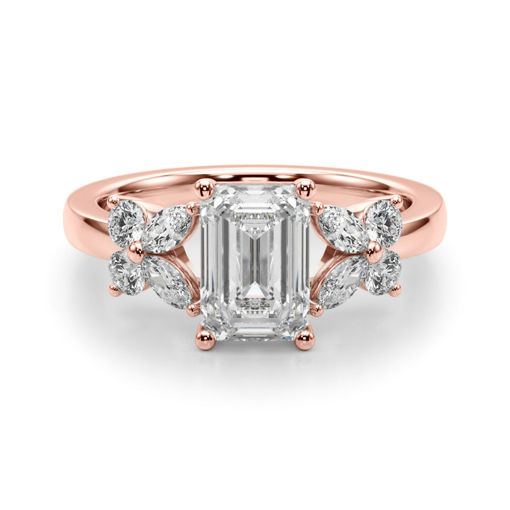 Emerald Cut Center Marquise & Diamond Engagement Ring · 0.52 ct tw