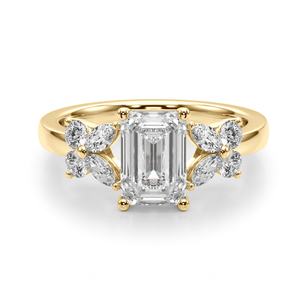 Emerald Cut Center Marquise & Diamond Engagement Ring · 0.52 ct tw