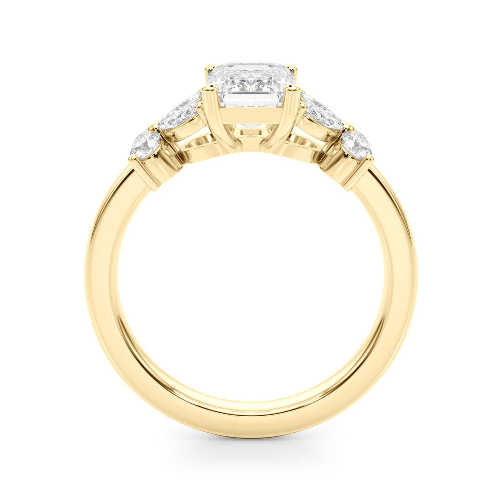 Emerald Cut Center Marquise & Diamond Engagement Ring · 0.52 ct tw
