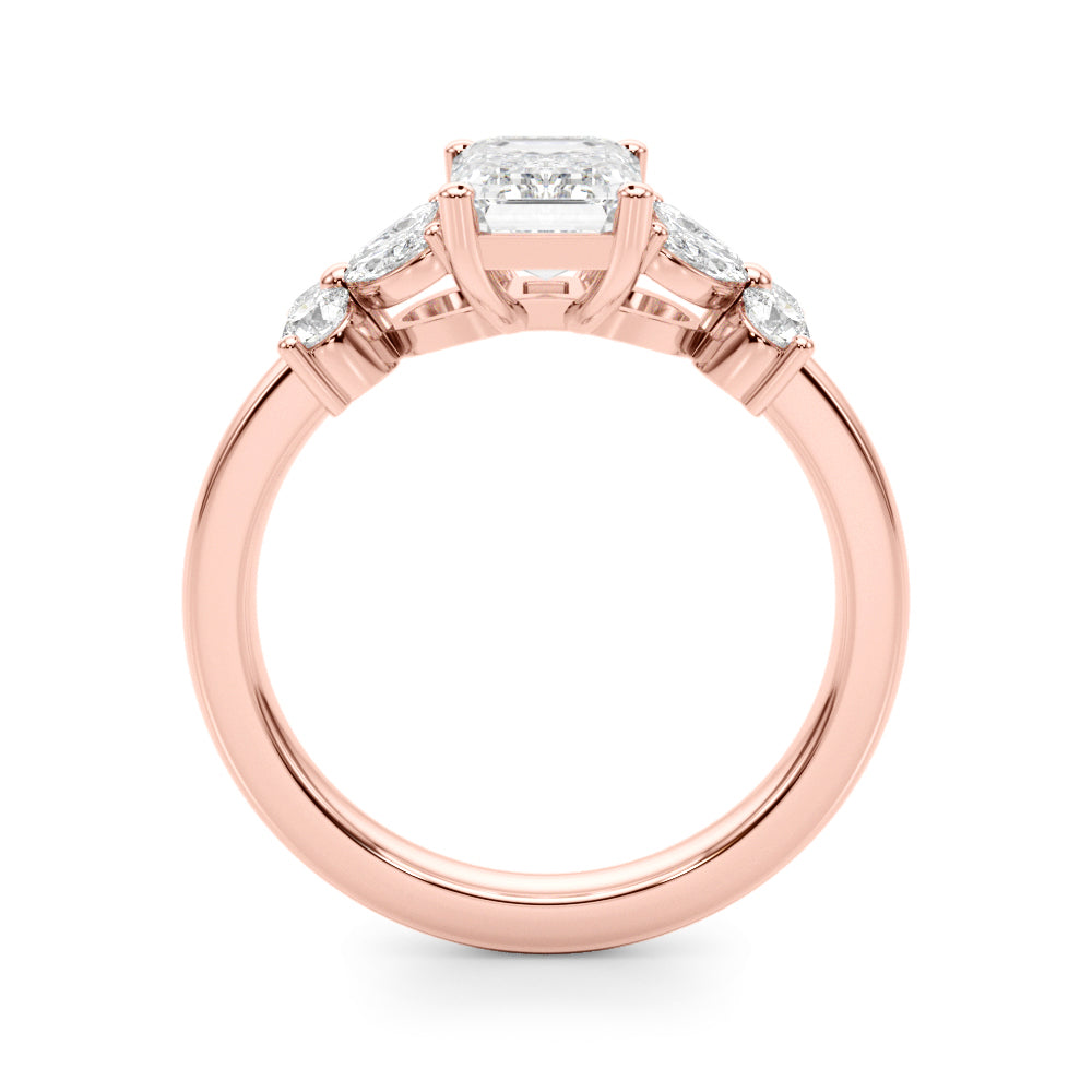 Emerald Cut Center Marquise & Diamond Engagement Ring · 0.52 ct tw