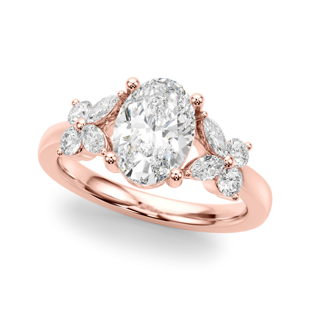 Oval Center Marquise & Round Diamond Engagement Ring · 0.52 ct tw
