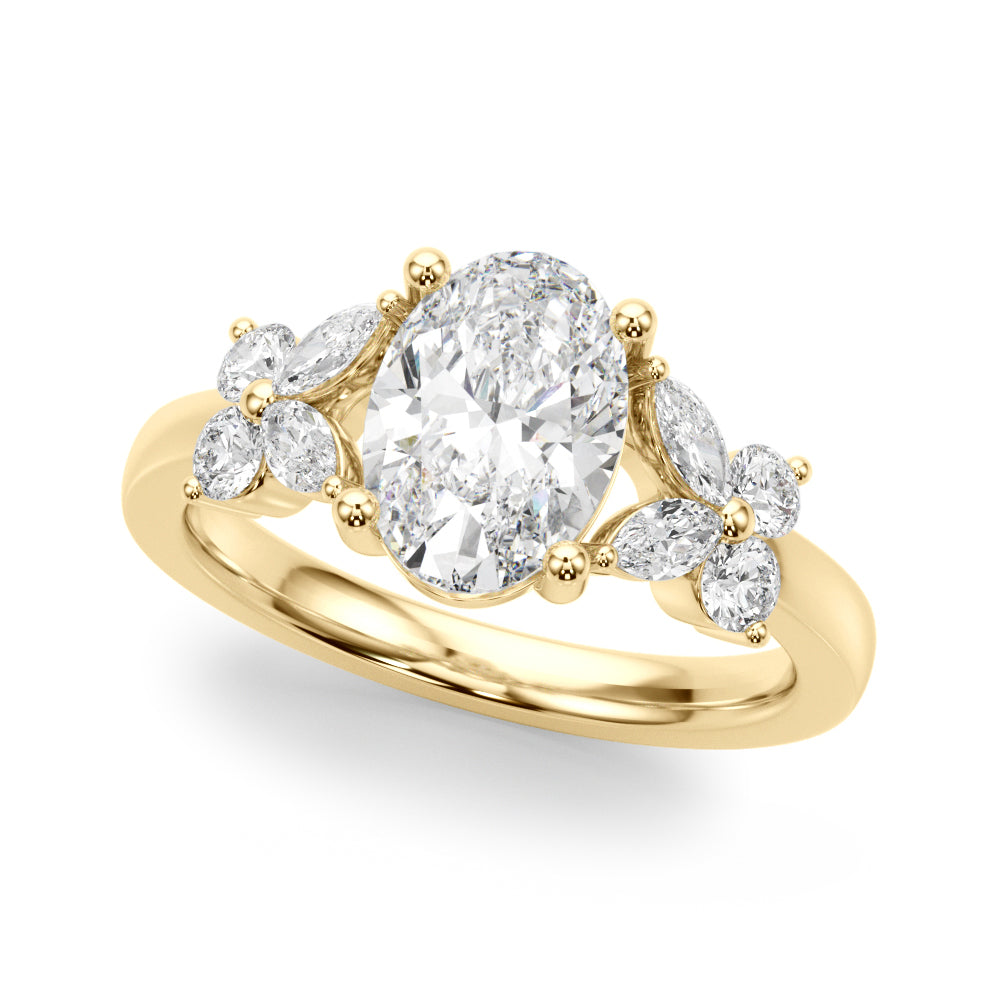 Oval Center Marquise & Round Diamond Engagement Ring · 0.52 ct tw