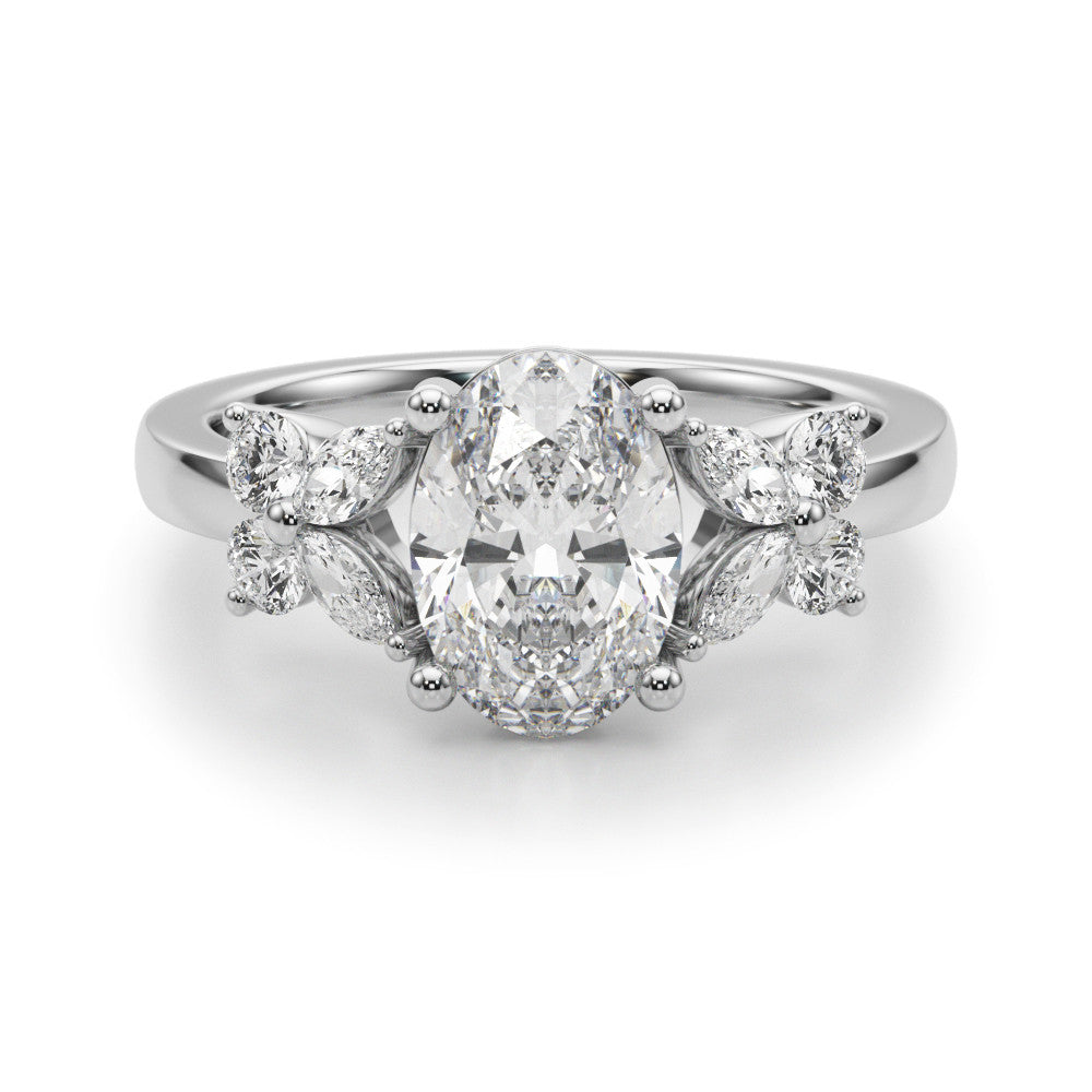 Oval Center Marquise & Round Diamond Engagement Ring · 0.52 ct tw