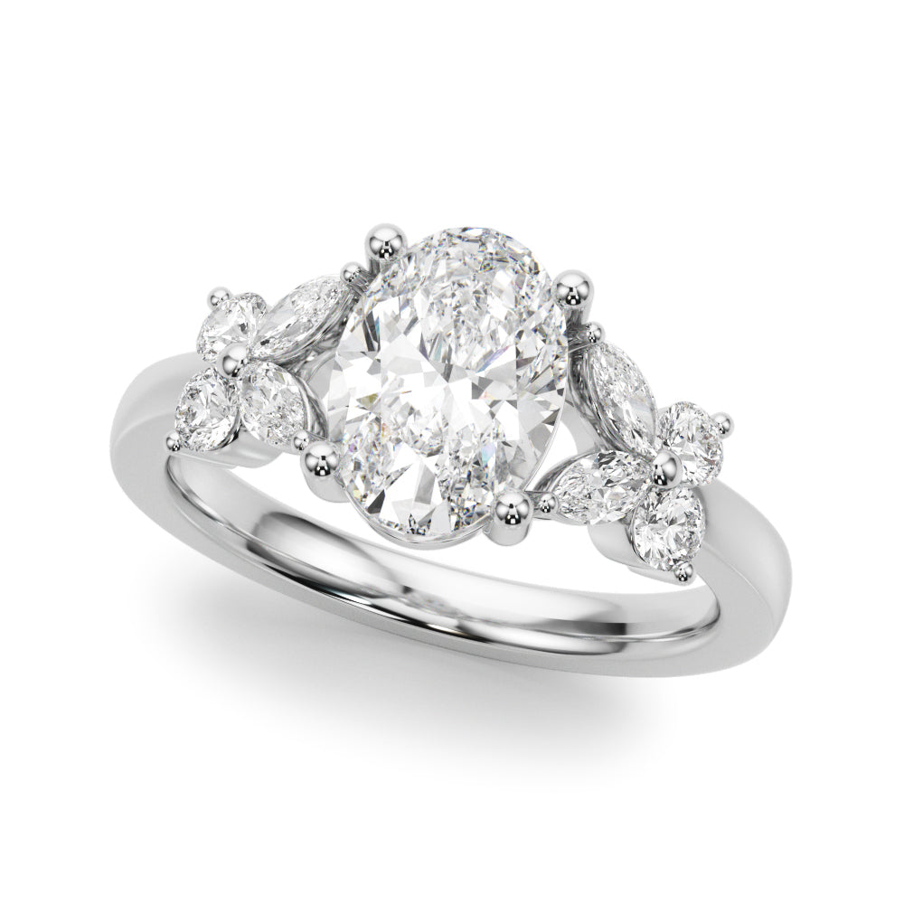 Oval Center Marquise & Round Diamond Engagement Ring · 0.52 ct tw