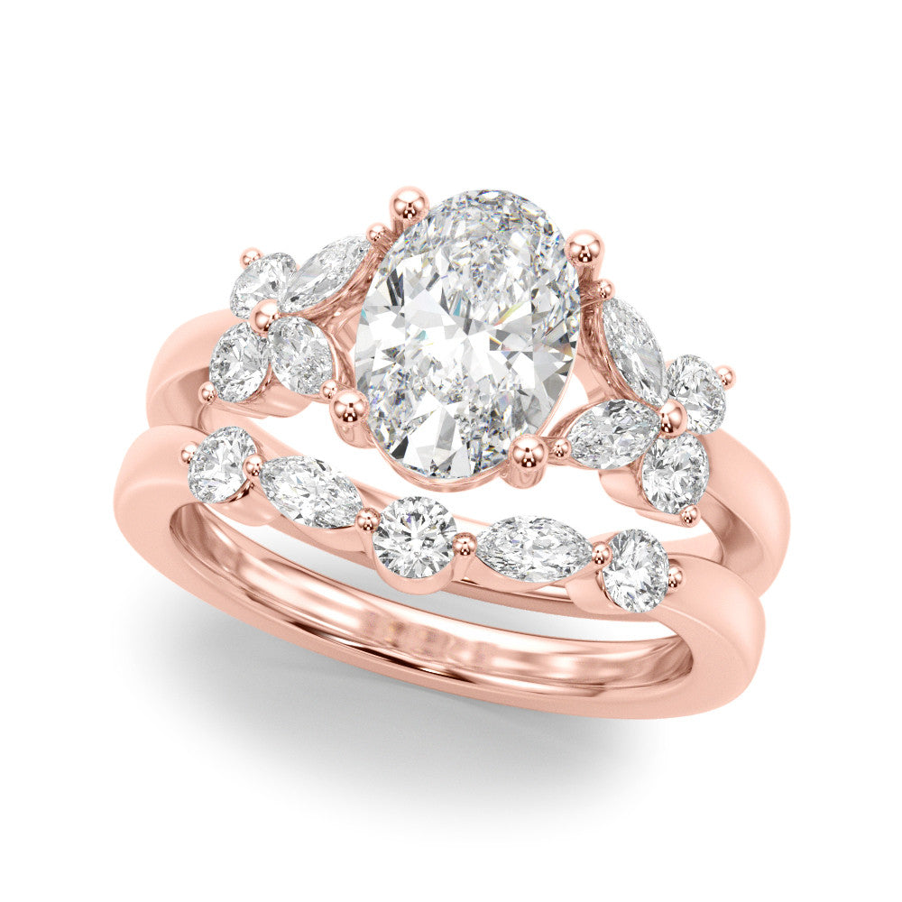 Oval Center Marquise & Round Diamond Engagement Ring · 2.52 ct tw