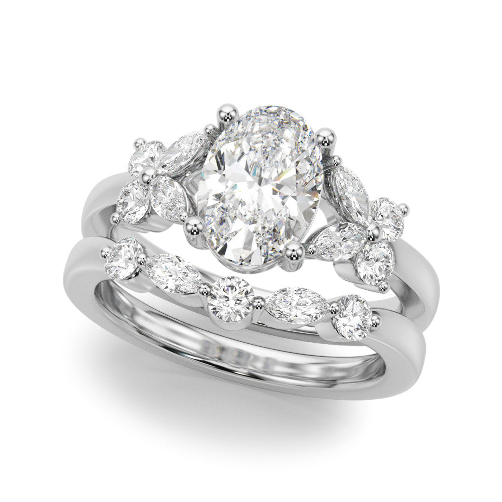 Oval Center Marquise & Round Diamond Engagement Ring · 0.52 ct tw