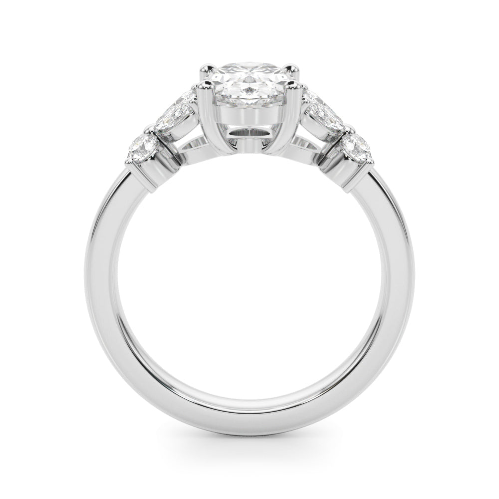 Oval Center Marquise & Round Diamond Engagement Ring · 0.52 ct tw