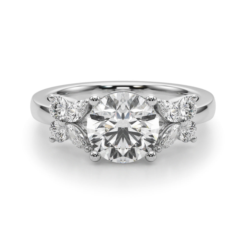 Round Center Marquise & Round Diamond Engagement Ring · 1.52 ct tw