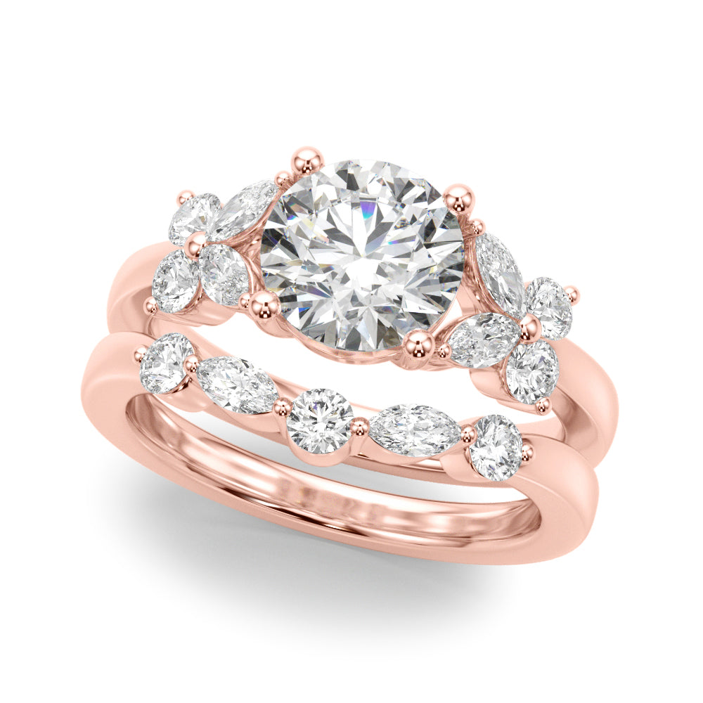 Round Center Marquise & Round Diamond Engagement Ring · 3.52 ct tw