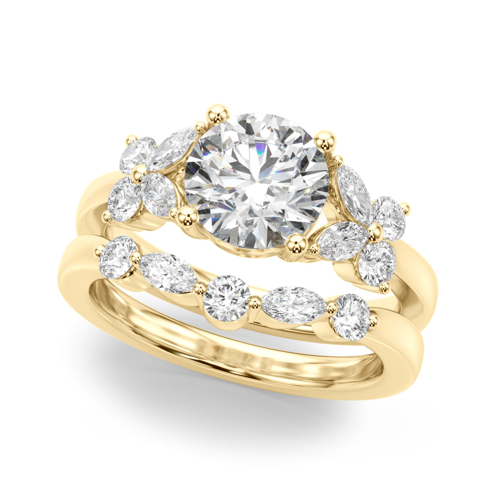 Round Center Marquise & Round Diamond Engagement Ring · 2.02 ct tw