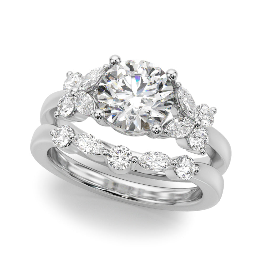 Round Center Marquise & Round Diamond Engagement Ring · 4.02 ct tw