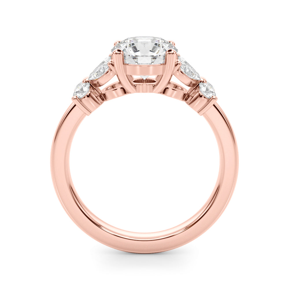 Round Center Marquise & Round Diamond Engagement Ring · 4.02 ct tw