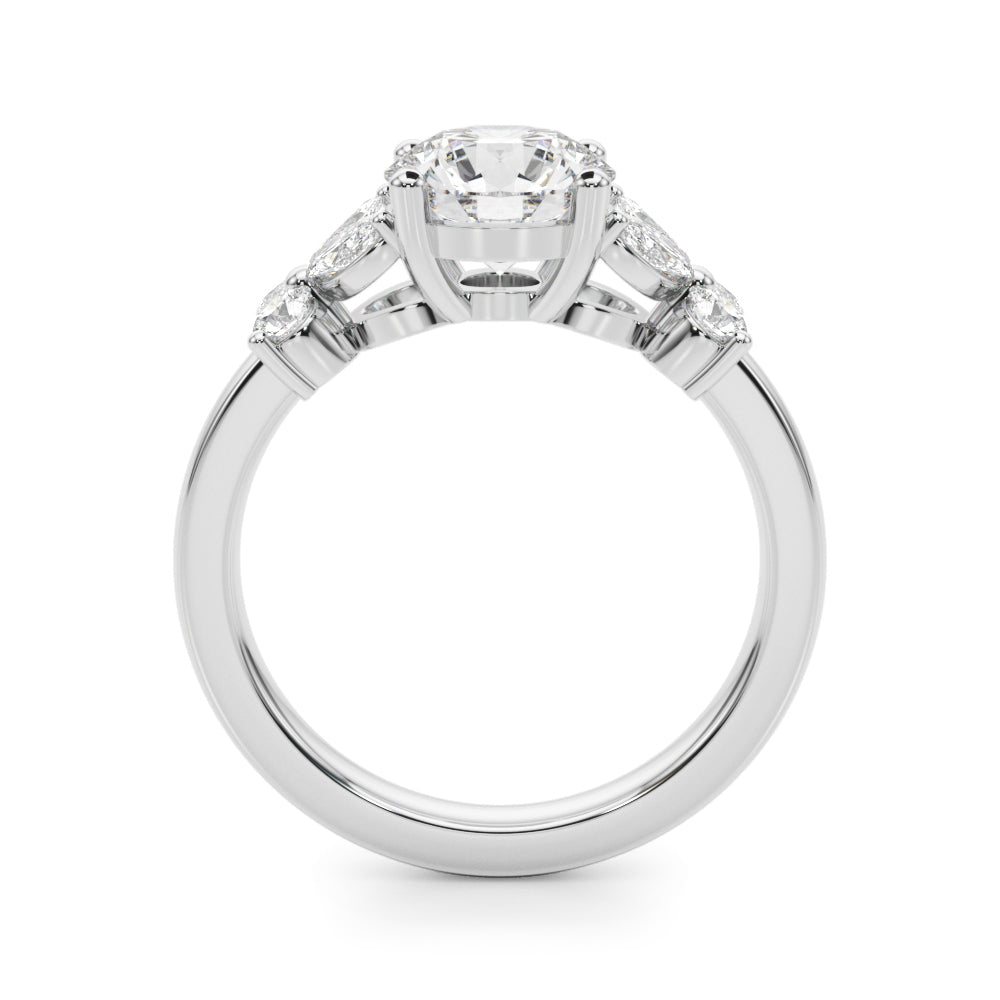 Round Center Marquise & Round Diamond Engagement Ring · 4.02 ct tw