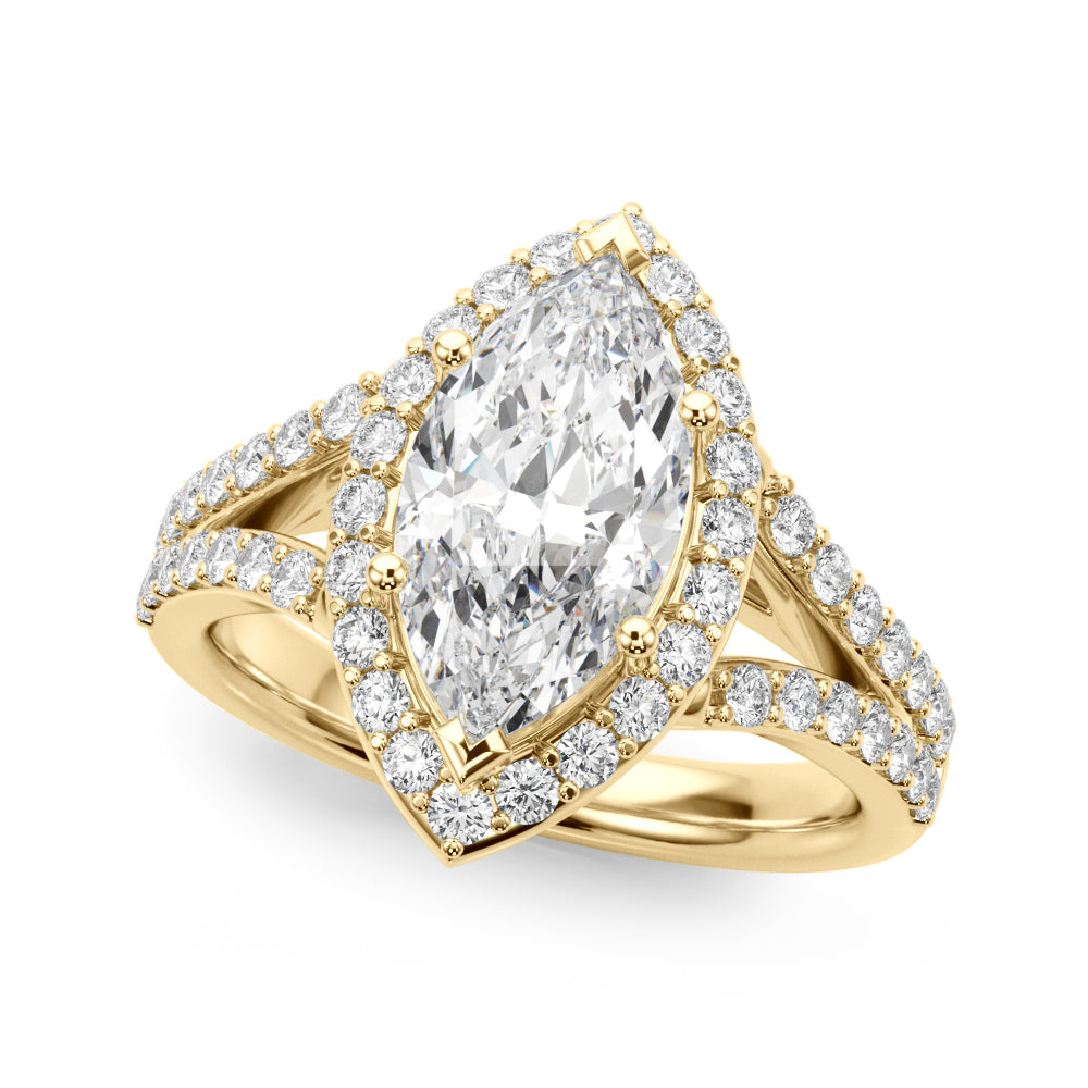 Marquise Halo Center Split Shank Diamond Engagement Ring · 0.72 ct tw