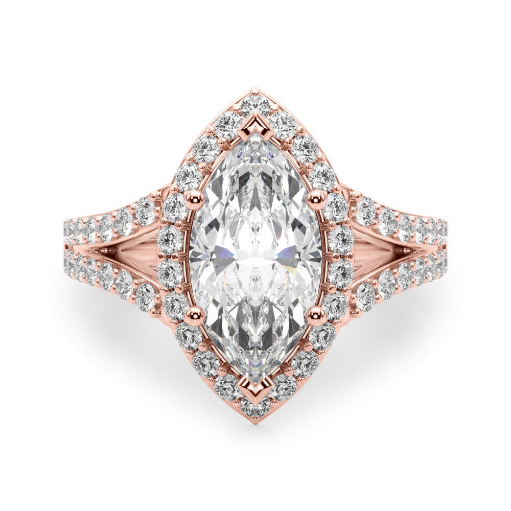 Marquise Halo Center Split Shank Diamond Engagement Ring · 1.69 ct tw