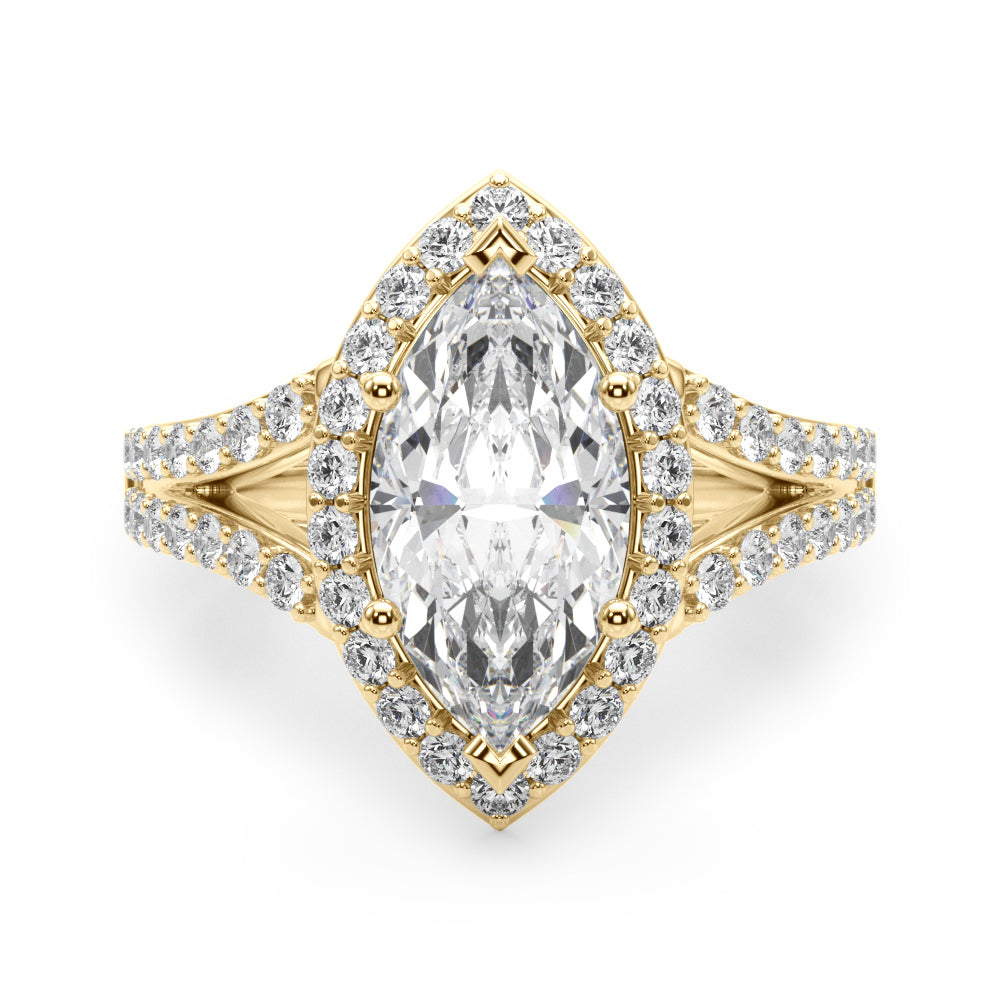 Marquise Halo Center Split Shank Diamond Engagement Ring · 0.75 ct tw