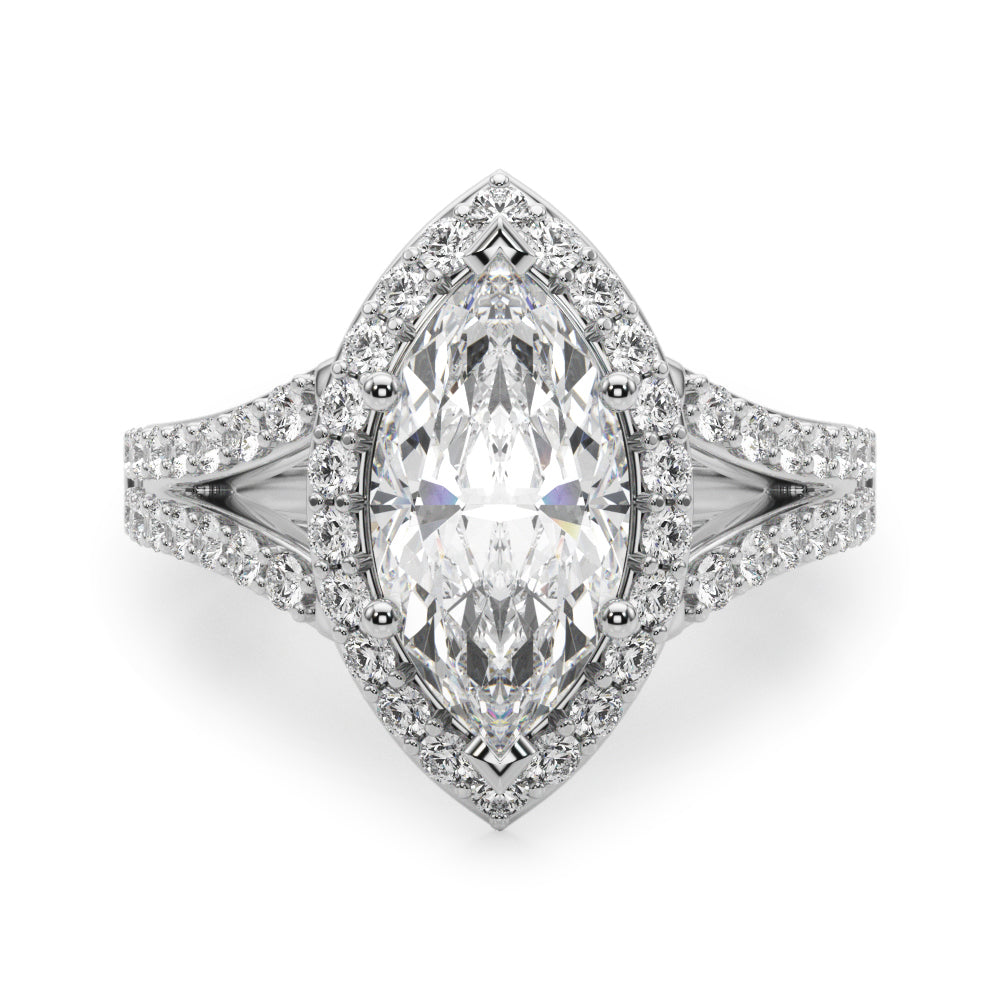 Marquise Halo Center Split Shank Diamond Engagement Ring · 0.75 ct tw