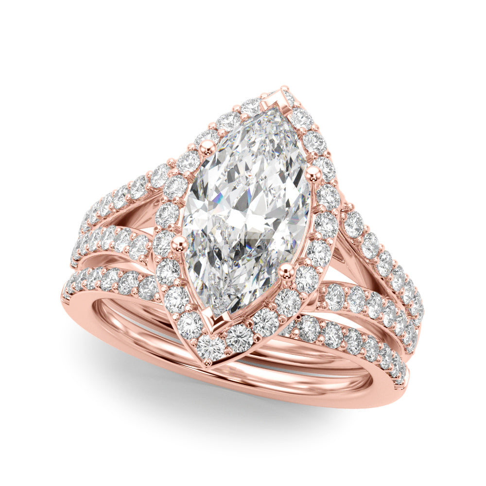 Marquise Halo Center Split Shank Diamond Engagement Ring · 1.69 ct tw