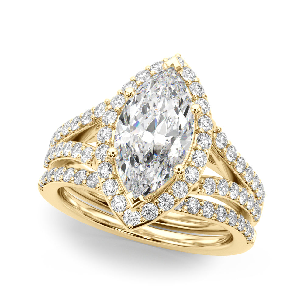 Marquise Halo Center Split Shank Diamond Engagement Ring · 0.75 ct tw