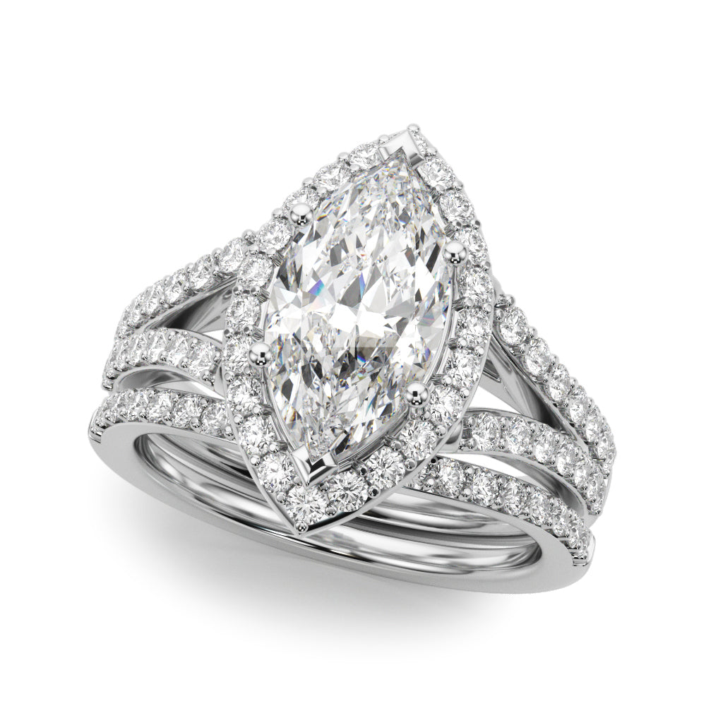Marquise Halo Center Split Shank Diamond Engagement Ring · 0.72 ct tw