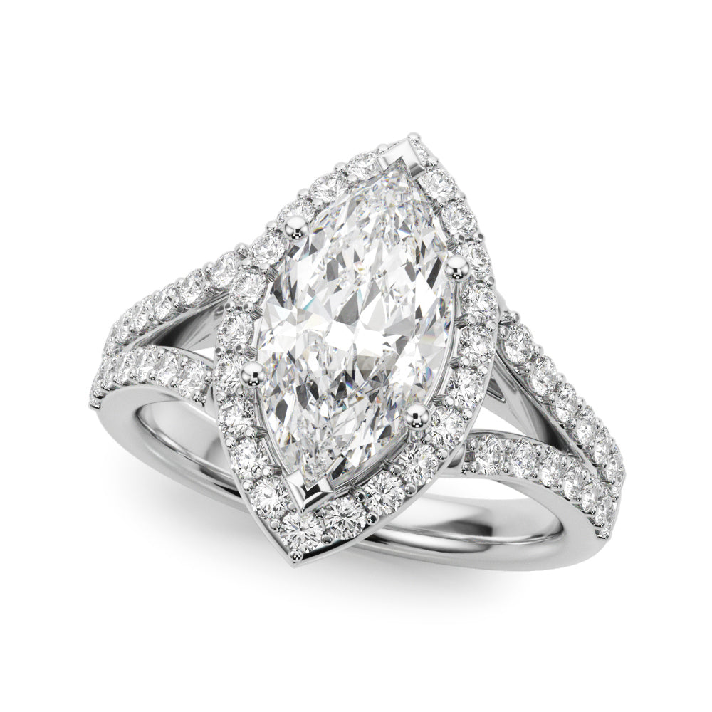 Marquise Halo Center Split Shank Diamond Engagement Ring · 0.72 ct tw