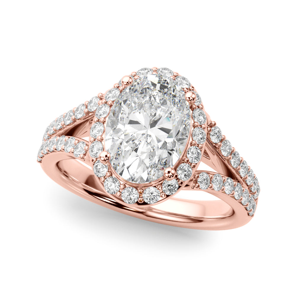 Oval Halo Center Split Shank Diamond Engagement Ring · 0.69 ct tw