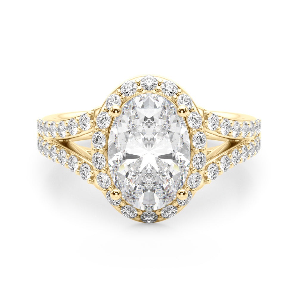 Oval Halo Center Split Shank Diamond Engagement Ring · 0.69 ct tw