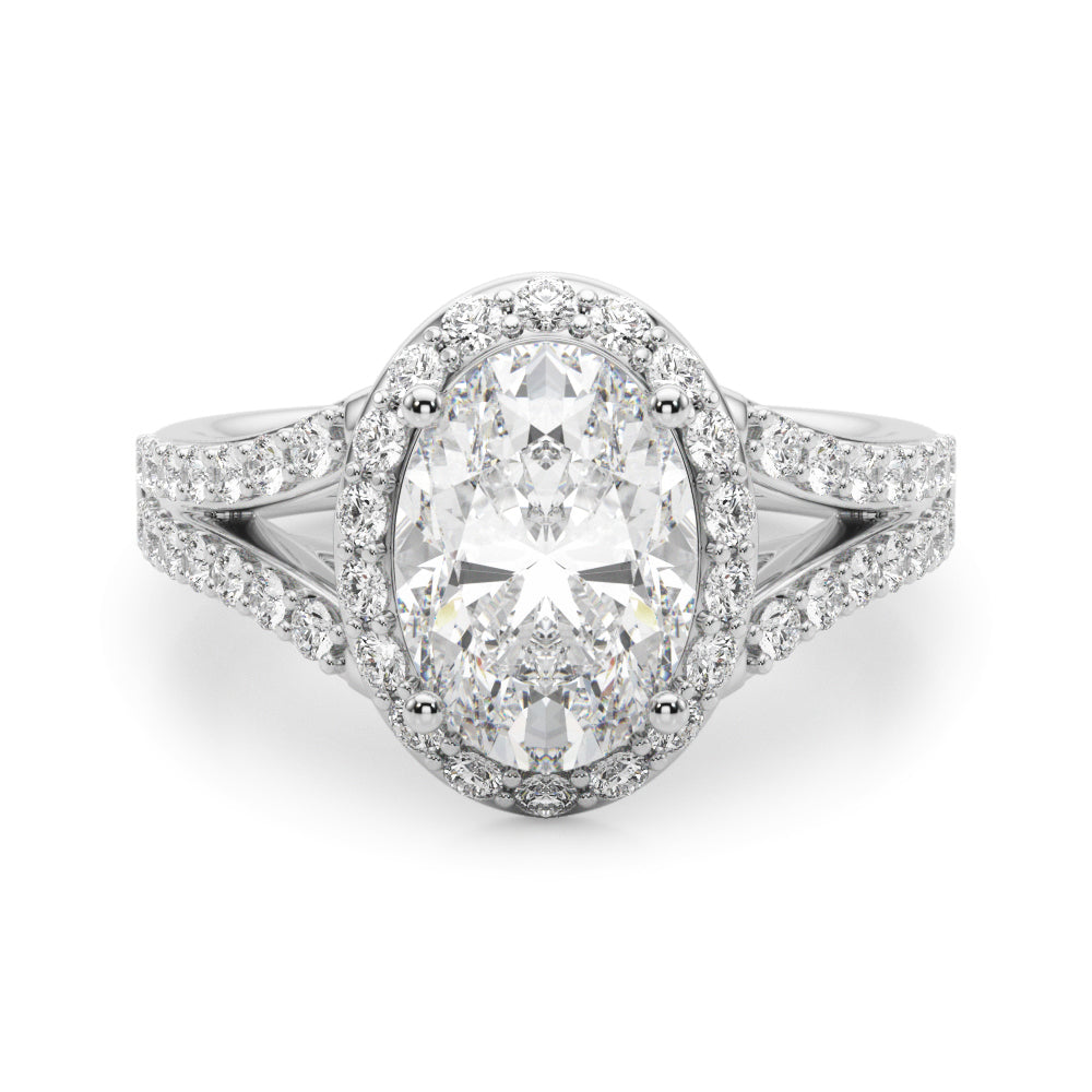 Oval Halo Center Split Shank Diamond Engagement Ring · 2.66 ct tw