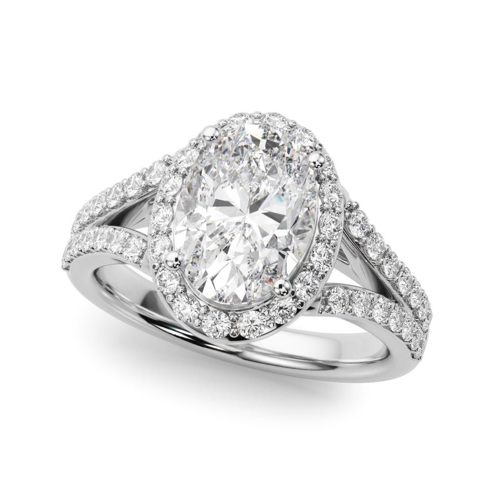 Oval Halo Center Split Shank Diamond Engagement Ring · 0.69 ct tw