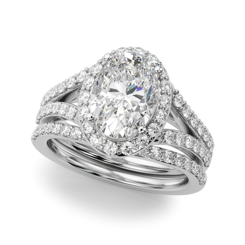 Oval Halo Center Split Shank Diamond Engagement Ring · 0.69 ct tw