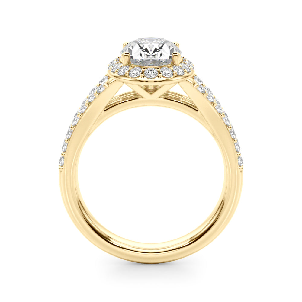 Oval Halo Center Split Shank Diamond Engagement Ring · 0.69 ct tw