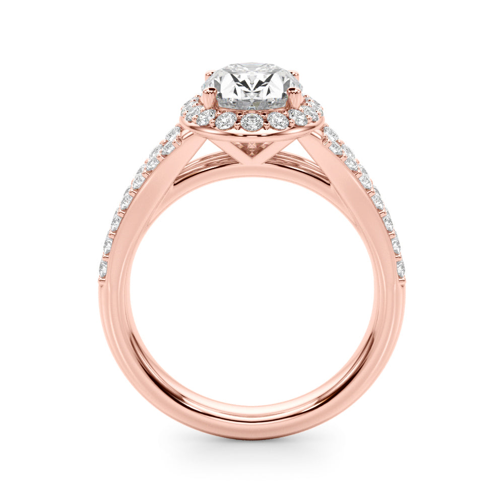 Oval Halo Center Split Shank Diamond Engagement Ring · 0.75 ct tw