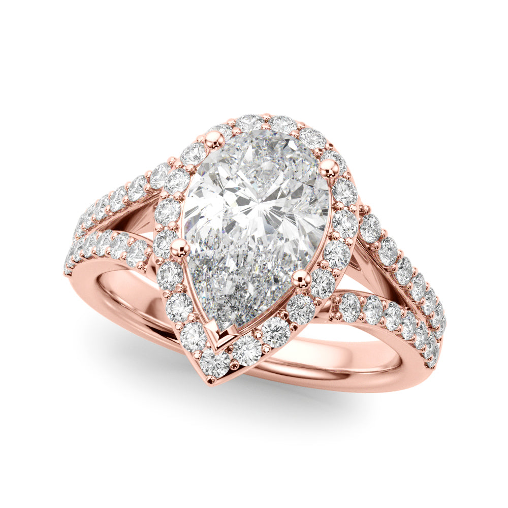 Pear Halo PS Center Split Shank Diamond Engagement Ring · 0.66 ct tw