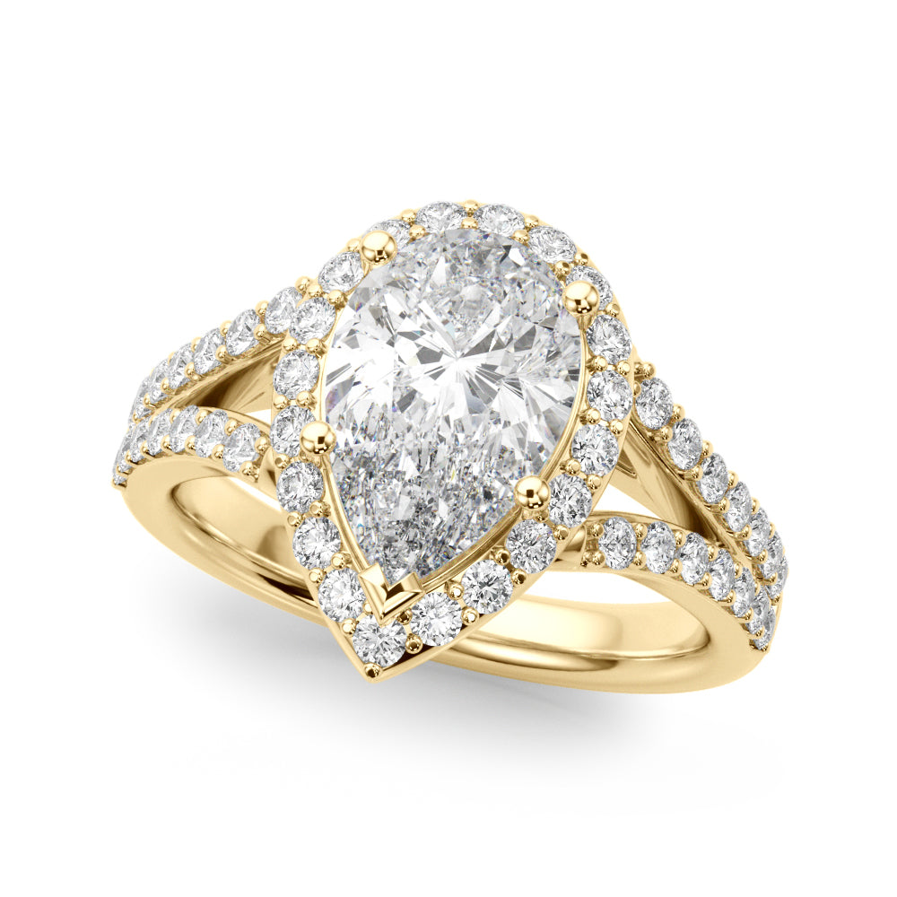 Pear Halo PS Center Split Shank Diamond Engagement Ring · 0.66 ct tw