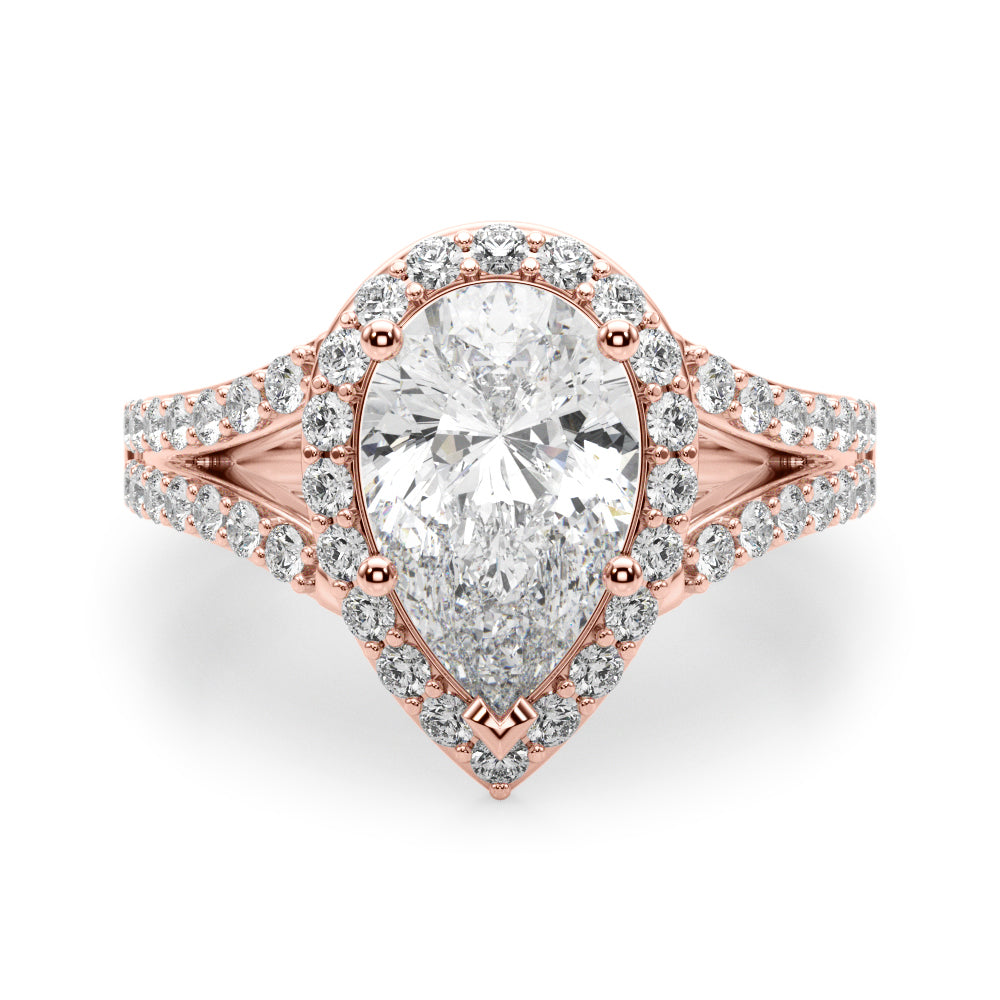 Pear Halo PS Center Split Shank Diamond Engagement Ring · 0.66 ct tw