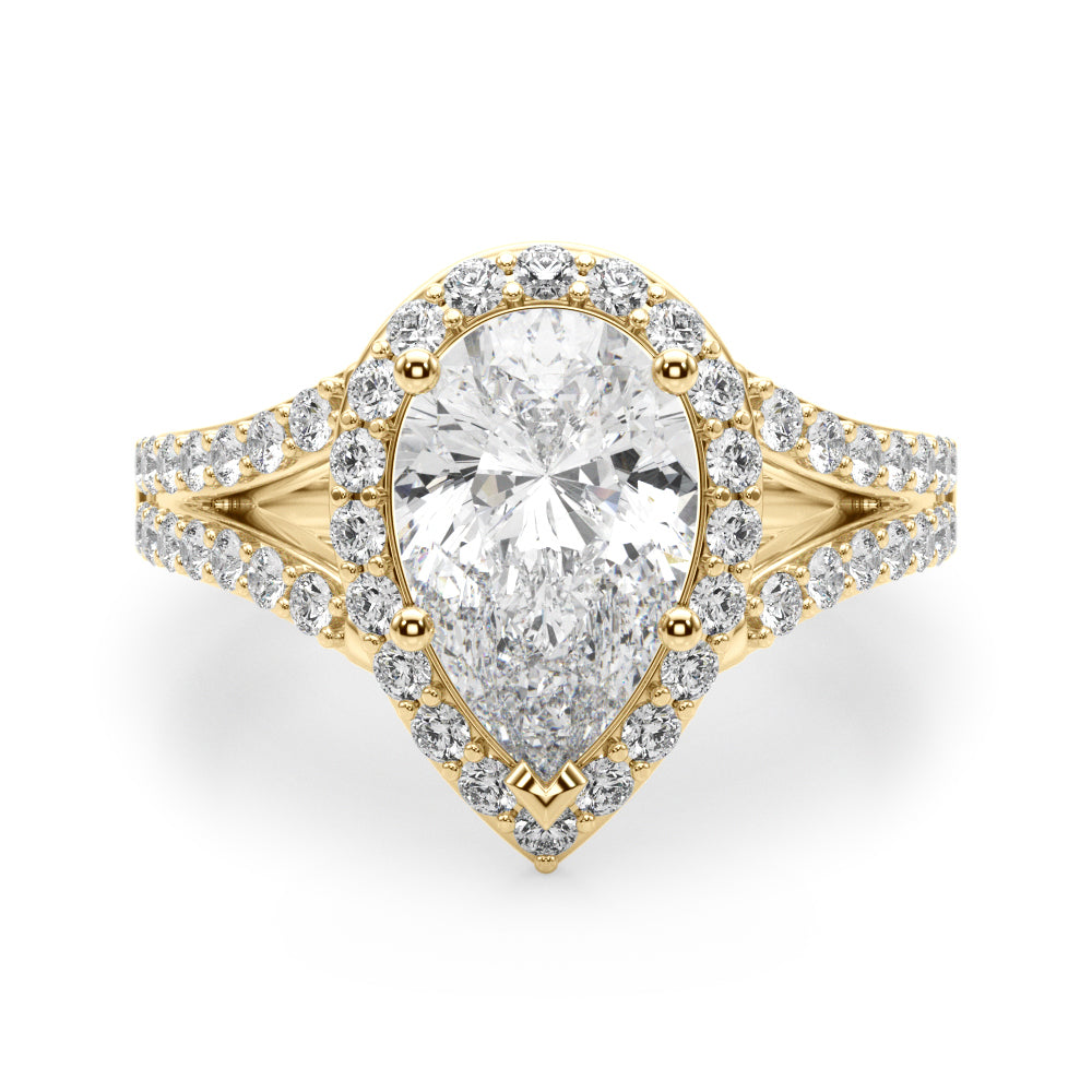 Pear Halo PS Center Split Shank Diamond Engagement Ring · 0.66 ct tw