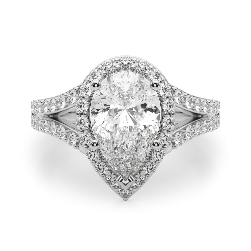 Pear Halo PS Center Split Shank Diamond Engagement Ring · 0.66 ct tw