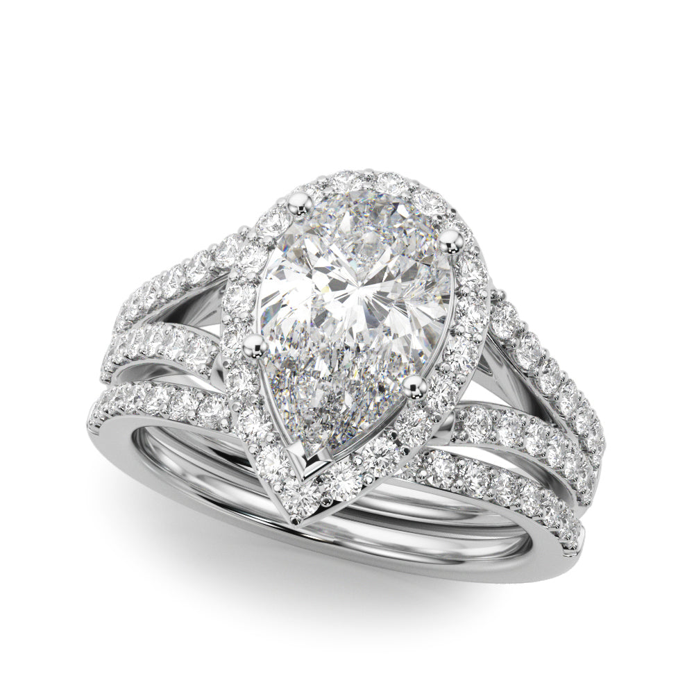 Pear Halo PS Center Split Shank Diamond Engagement Ring · 0.66 ct tw