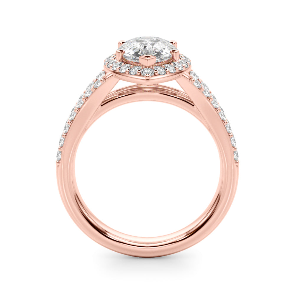 Pear Halo PS Center Split Shank Diamond Engagement Ring · 0.66 ct tw