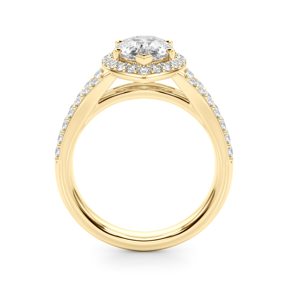 Pear Halo PS Center Split Shank Diamond Engagement Ring · 0.66 ct tw
