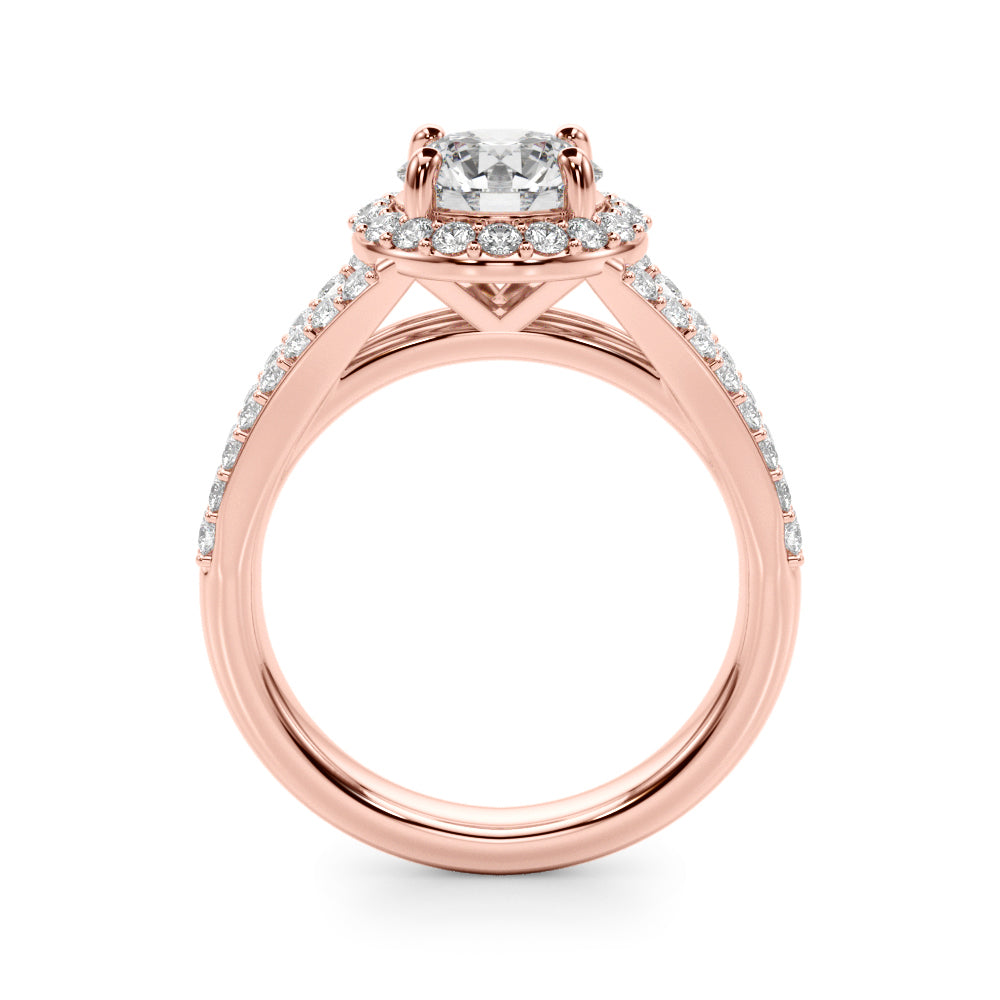 Round Halo Center Split Shank Diamond Engagement Ring · 1.38 ct tw