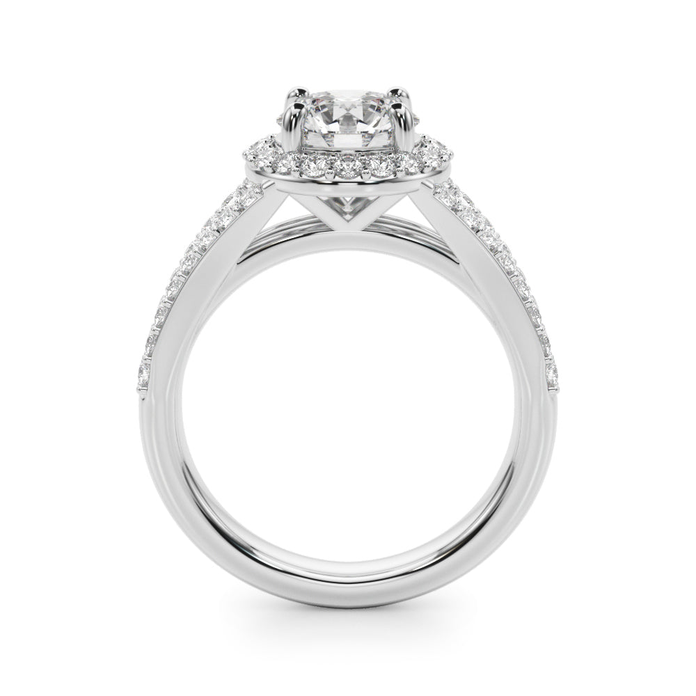 Round Halo Center Split Shank Diamond Engagement Ring · 1.38 ct tw