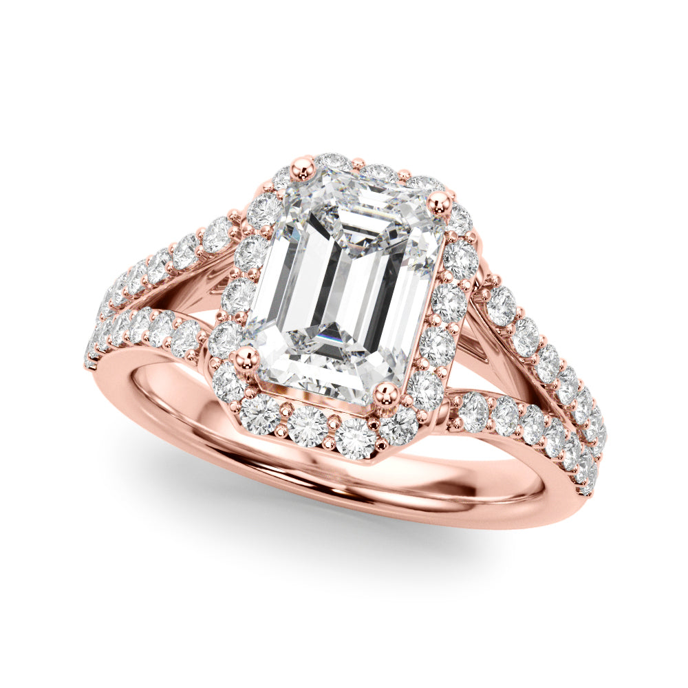 Emerald Halo Cut Center Split Diamond Engagement Ring · 0.72 ct tw