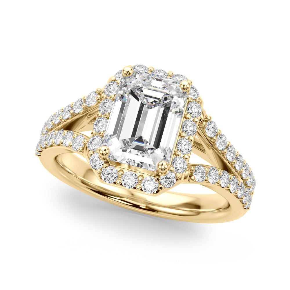 Emerald Halo Cut Center Split Diamond Engagement Ring · 0.72 ct tw