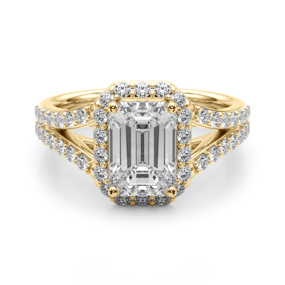 Emerald Halo Cut Center Split Diamond Engagement Ring · 0.72 ct tw