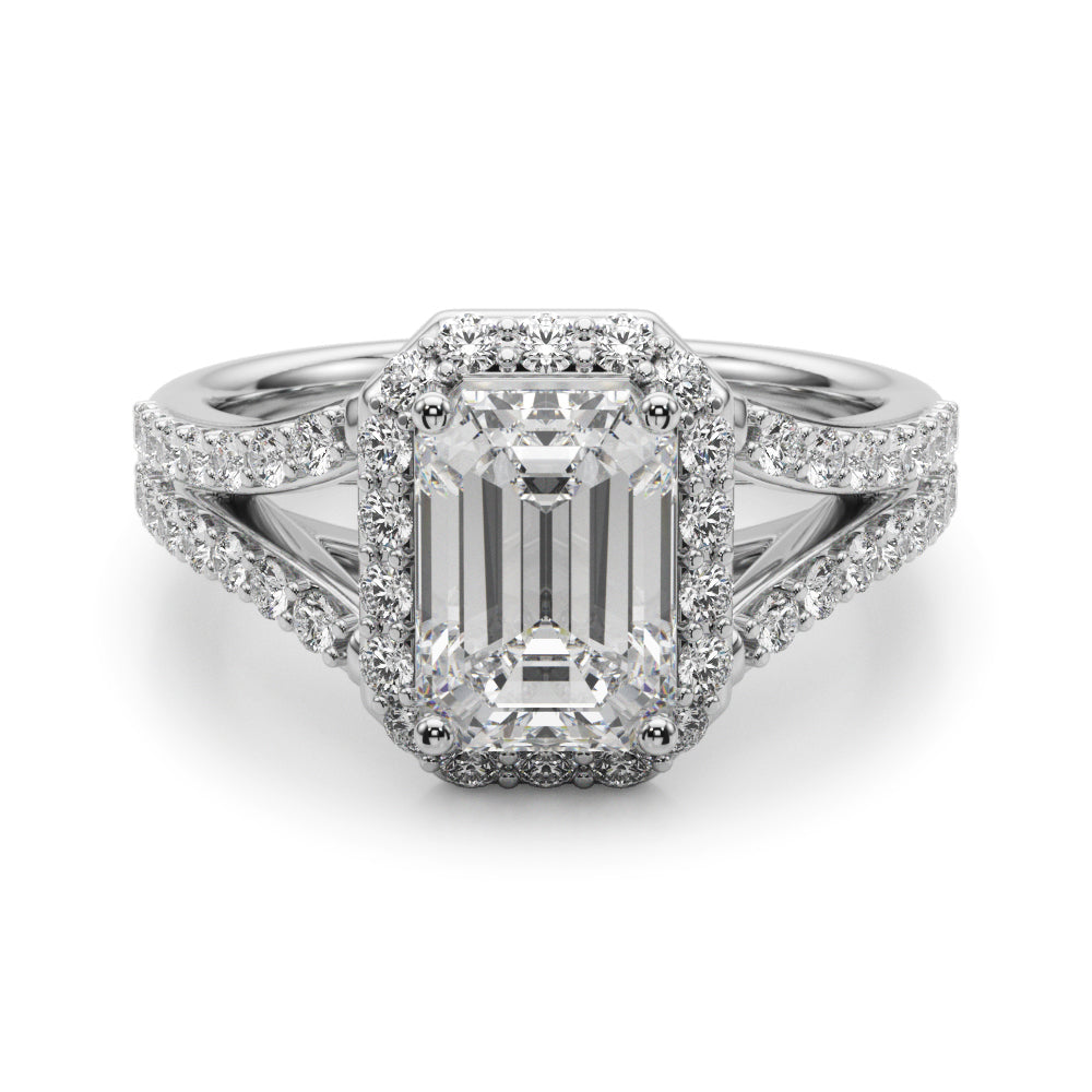 Emerald Halo Cut Center Split Diamond Engagement Ring · 0.72 ct tw