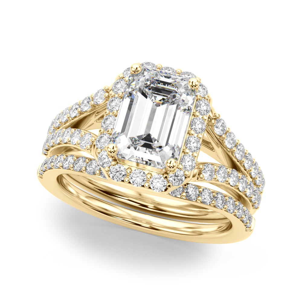 Emerald Halo Cut Center Split Diamond Engagement Ring · 0.72 ct tw